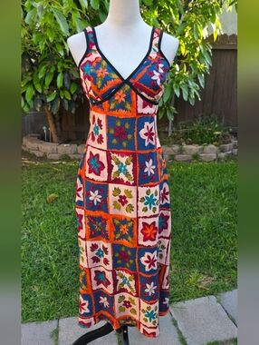 Stitch + Feather Boho Floral Patchwork Midi Dress NWT Size Medium